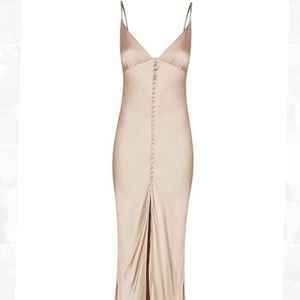 Shona Joy Gold Champagne Silk Satin Dress